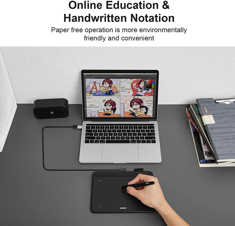 [Australia - AusPower] - Computer Graphics Tablets, UGEE S640 Portable Drawing Tablet with 10 Shortcut Keys, 6.5x4 inch Digital Pen Tablets with Battery-Free Stylus Tilt Function 8192 Pressure for Windows/Mac/Chrome OS S640-New 