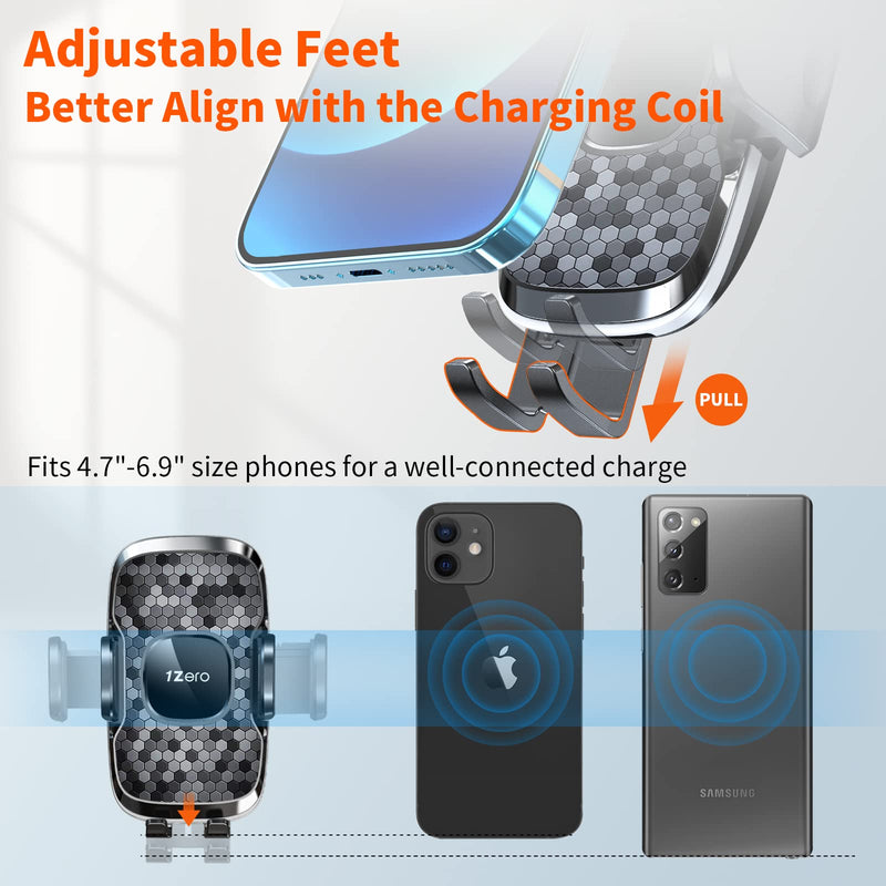 [Australia - AusPower] - Wireless Charger for Car, 1Zero Car Vent Mount Wireless Charger, iPhone Car Wireless Charger Phone Holder [with QC 3.0 Adapter] for iPhone 13/12/11 Pro Max X XR XS Max, Samsung S22 S21 Note 20 & More 