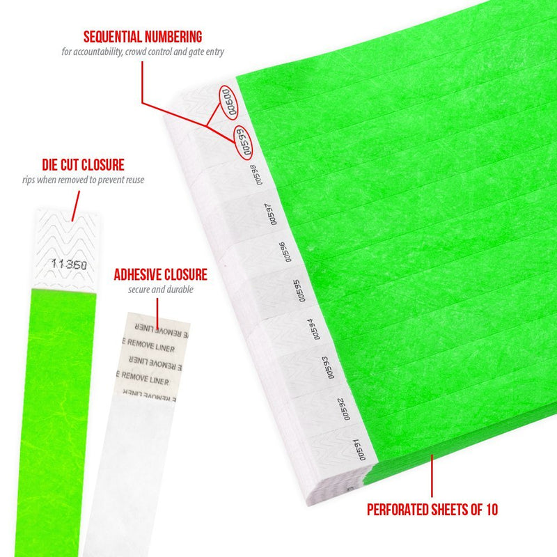 [Australia - AusPower] - WristCo 3/4" Tyvek Wristbands | Lightweight |Durable | Waterproof | Great for Events and Screening | Neon Green | 1,000 Paper Wristbands 1,000 Count 