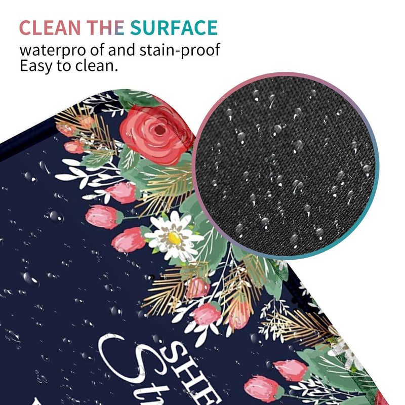 [Australia - AusPower] - Desk Pad Navy Blue Flower Bible Proverbs 31:25 Mouse pad with Cute Coasters and Pink Mandala Stickers Non-Slip Rubber Large Gaming Mouse Mat, Multifunctional Office Desk Mat 