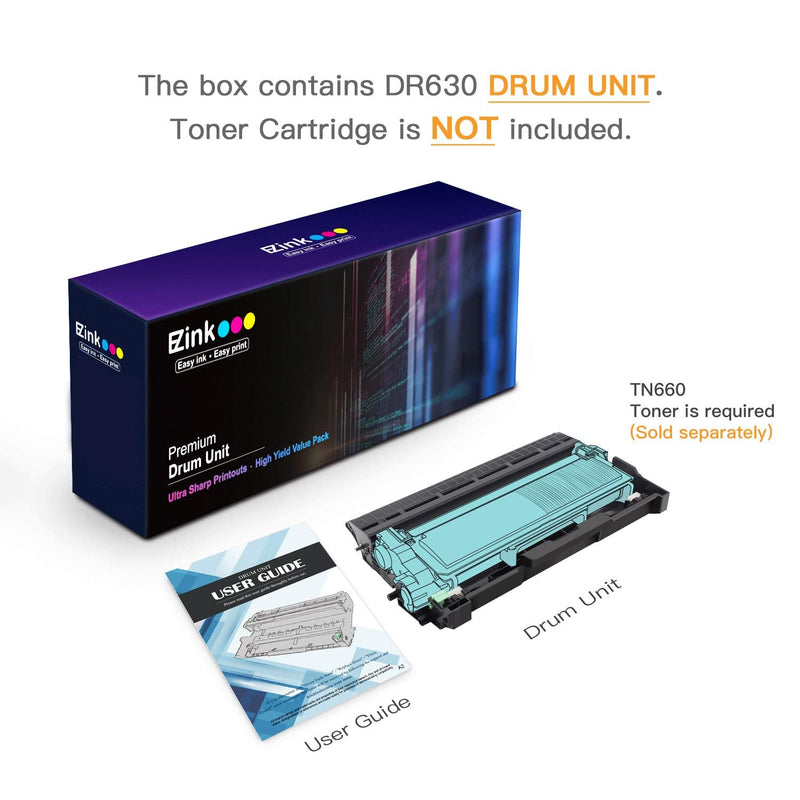 [Australia - AusPower] - E-Z Ink (TM) Compatible Drum Unit Replacement for Brother DR630 DR 630 Compatible with HL-L2300D HL-L2320D HL-L2340DW HL-L2360DW HL-L2380DW MFC-L2740DW MFC-L2720DW MFC-L2700DW DCP-L2540DW (1 Pack) 