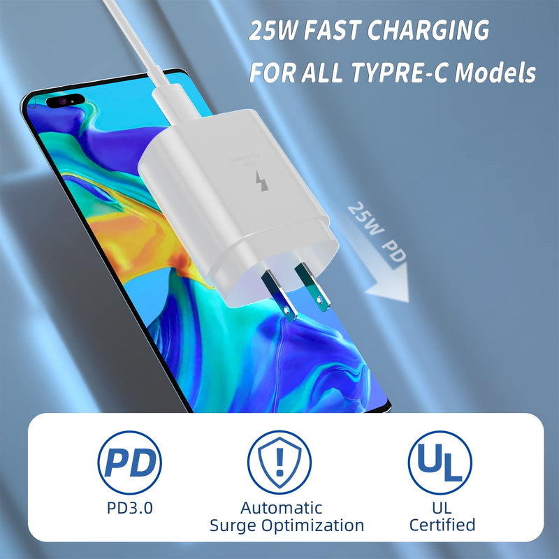 [Australia - AusPower] - Samsung Type C Charger Fast Charging Super USB C Galaxy Cable Android 25w Watt Pd Box Cell Phone Wall Block Adapter Cord Power for Google Pixel Motorola LG Note S9 S8 S20 A71 S10 S21 Ultra Plus 