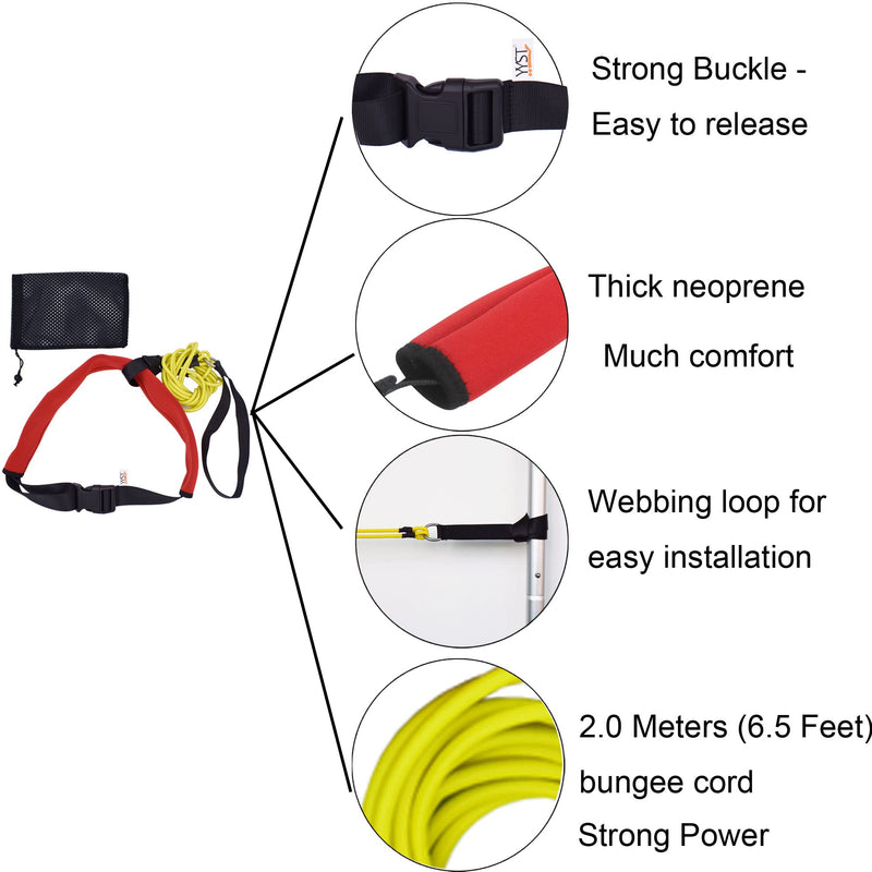 [Australia - AusPower] - Swim Bungee Training Belt Swim Resistance Belt Swim Exerciser Belt Swim Tether (One Waist Belt, One Bungee Cord, One Loop), with YYST Storage Mesh Bag 