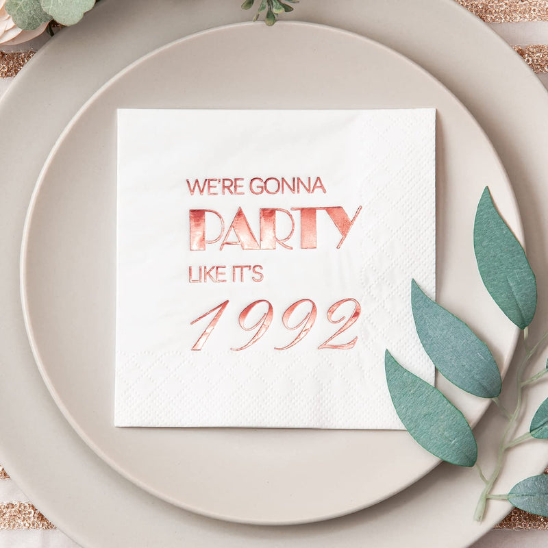 [Australia - AusPower] - Crisky 30th Birthday Cocktail Napkins Rose Gold for Women 30th Birthday Party Decorations for Cake Dessert Berverage Table, 30th Birthday Party Supplies,50 Pcs Disposable Napkins, 3-Ply 