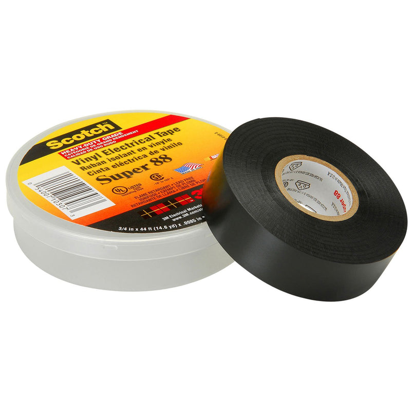 [Australia - AusPower] - 3M Scotch Vinyl Electrical Tape Super 88, Premium Grade All-Weather, 3/4 in x 44 ft, 8.5-mil thick, Black, 1 roll 3/4" X 44' 