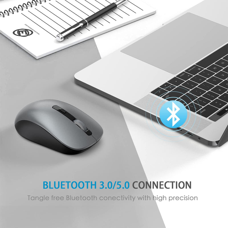 [Australia - AusPower] - Bluetooth Mouse, J JOYACCESS 2.4G Wireless Bluetooth Mouse Dual Mode(Bluetooth 5.0/3.0+USB), Computer Mice for Laptop/Computer MacBook/Windows/MacOS/Android -Iron Gray Iron Gray 