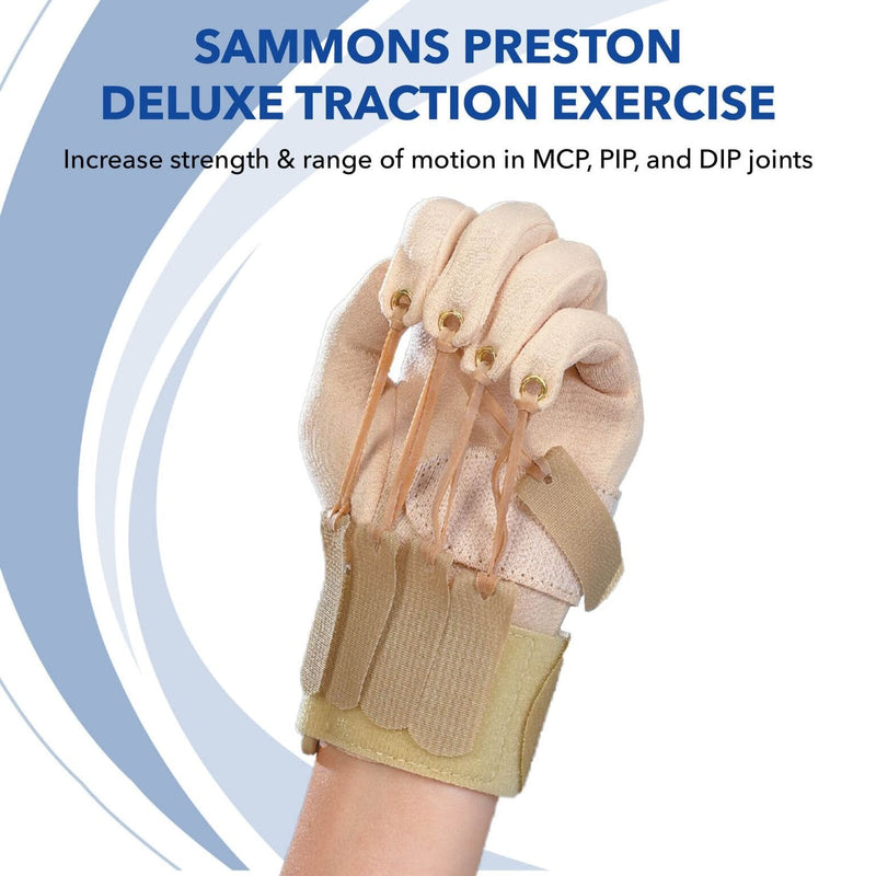 [Australia - AusPower] - Sammons Preston 72448 Deluxe Traction Exercise Glove with Thumb, Hand and Finger Strengthening Glove for Finger & Thumb Extension, Hand Exerciser for Therapy, Recovery, Rehabilitation, Large/X-Large, Left 