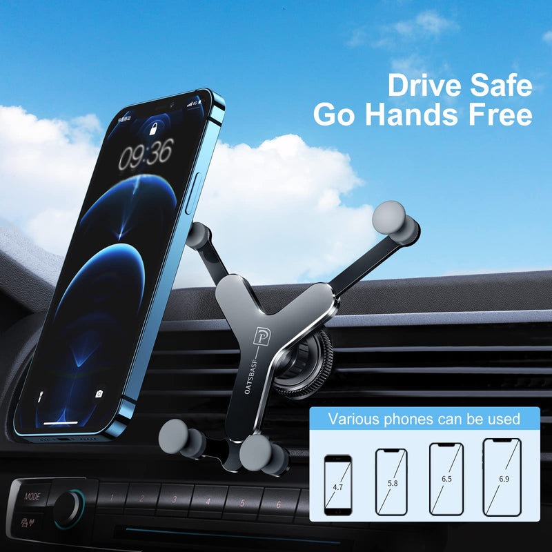 [Australia - AusPower] - Air Vent Car Phone Holder Mount, Universal Gravity Car Phone Mount Stable, Aluminum xuenair Vertical Vent Cell Phone Holder Car Mount for iPhone 13 12 Samsung and All 4-7 inches Smart Phone-Black Y-black 