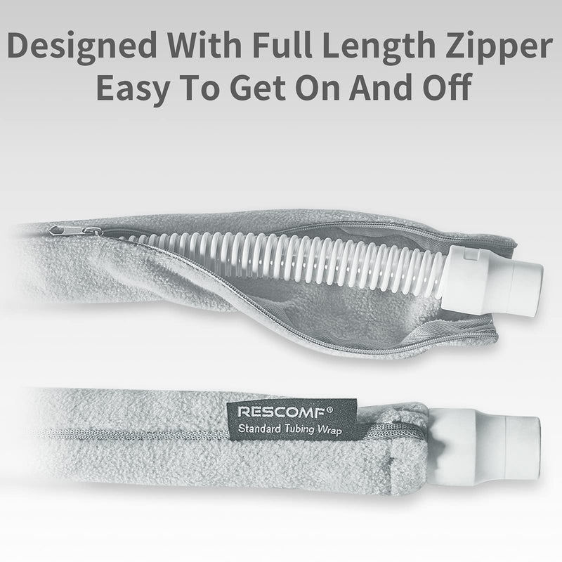 [Australia - AusPower] - CPAP Hose Cover with Zipper for Standard 6 Foot CPAP Tubing Reusable Comfort Fleece Tube Insulator Super Soft Washable Breathable Cover Gray 6 Feet 