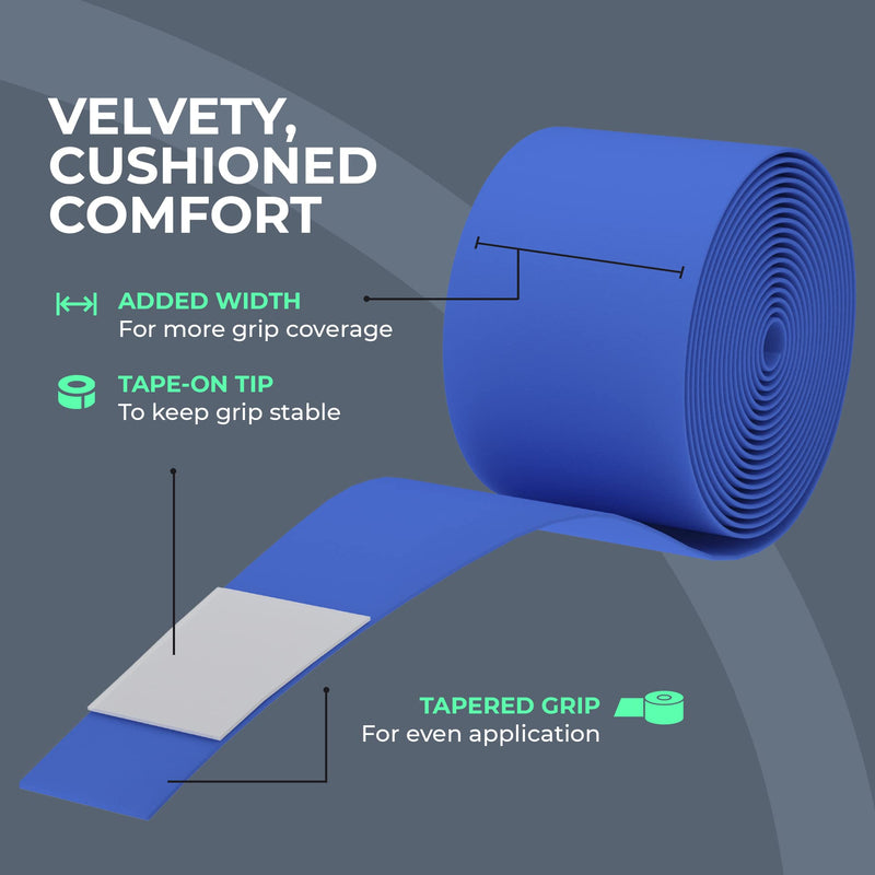 [Australia - AusPower] - ADV FeltTac Dry Tennis Overgrips, 12 or 30 Pack, Pro Grip Tape That Stays Dry & Absorbs Sweat with Velvety Comfort, Overgrip for Tennis Racquet 12 Pack Blue 