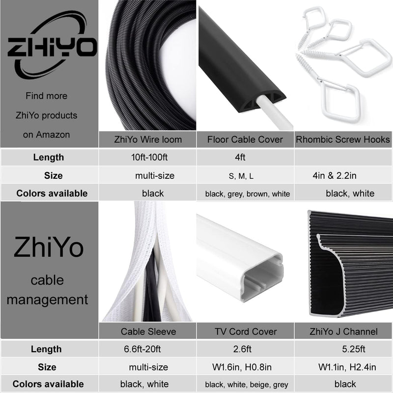 [Australia - AusPower] - 2 Pack 5ft - 1 inch White Cable Sleeve, Cable Organizer for Desk PC TV Computer, Wire Protector Cable Wrap Cover, Cord Management for Home Office 10ft, 1'' 