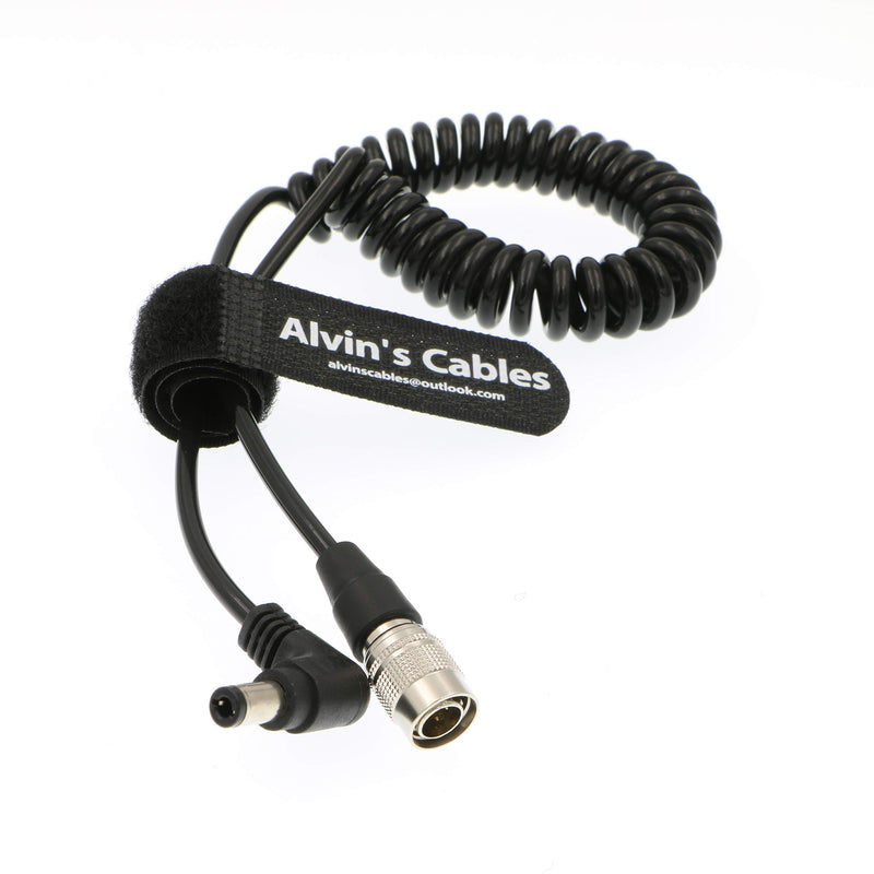 [Australia - AusPower] - Alvin's Cables Hirose 4 Pin Male to DC Right Angle Coiled Power Cable for Sound Devices 633|644|688 Zoom F8 Blackmagic Cinema Camera 4K coiled cable straight 4 pin 