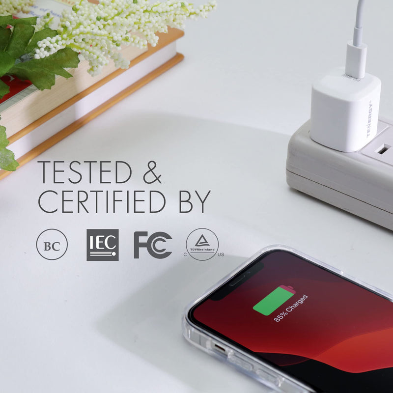 [Australia - AusPower] - Tenergy USB-C Charger with PD 20W, Fast Charging iPhone 12/12 Mini / 12 Pro / 12 Pro Max / 11, Galaxy, Pixel 4/3, iPad Pro (Cable not Included) 