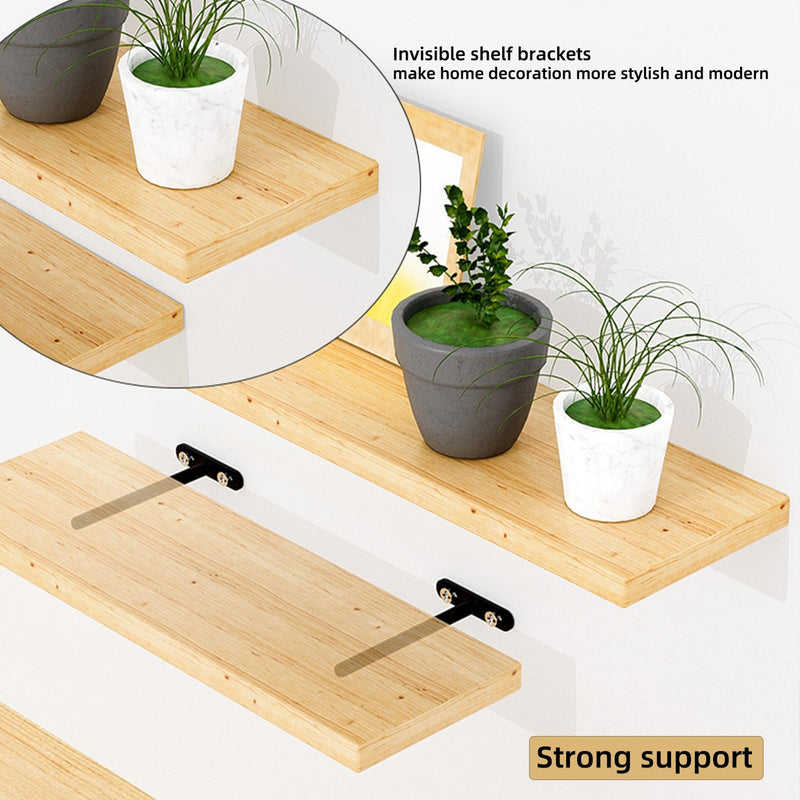 [Australia - AusPower] - 6 Pcs Floating Shelf Bracket| 4-Inch(Deep) Hidden Floating Shelves Brackets for Wood Shelf| Floating Shelf Hardware Heavy Duty (Black)| Blind Shelf Supports| Comes with Expansion Tube + Screw 