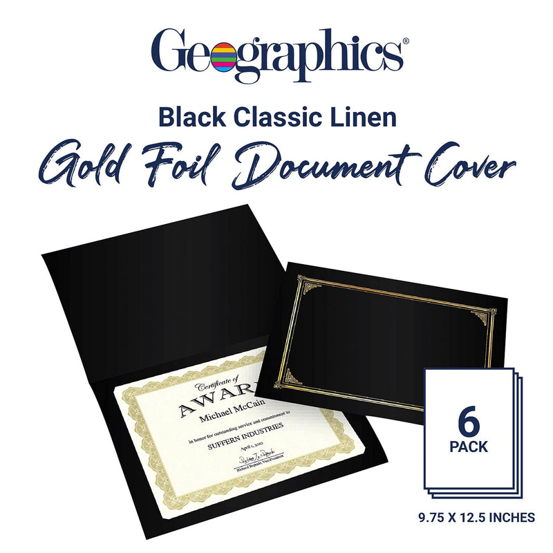 [Australia - AusPower] - Geographics Classic Linen Certificate/Document Covers, 12.5” x 9.75”, Black (6 Pack) Black (6 Pack) 