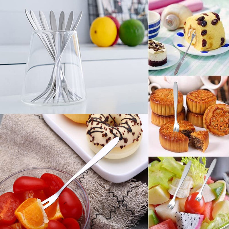 [Australia - AusPower] - ELANE Home Package Includes 6 Fruit Plates and 20 Stainless Steel Fruit Knives and Forks, Suitable for Fruits, Salads, Pastries and Other Foods 