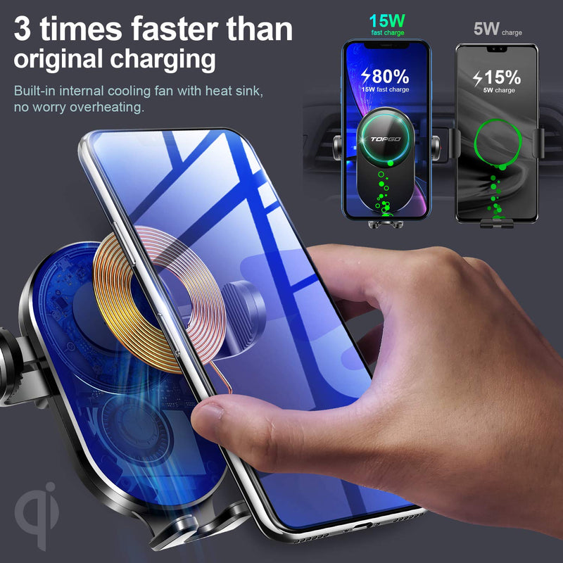 [Australia - AusPower] - [Upgraded] TOPGO Cup Holder Phone Mount Wireless Charger,Universal Cell Phone Holder Car Charger Wireless-Charger-Cup-Phone-Holder Fast Charging for iPhone11/11 Pro/11 Pro Max, Samsung Galaxy Black 