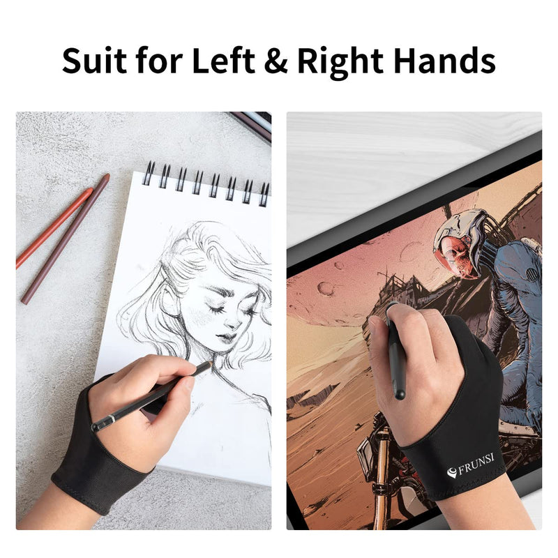 [Australia - AusPower] - Artist Gloves Drawing Gloves for Graphics Drawing Tablet Free Size Smudges Prevents with Two Fingers Gloves for Graphics Pad Painting Good for Right Hand or Left Hand (2 Pack) 