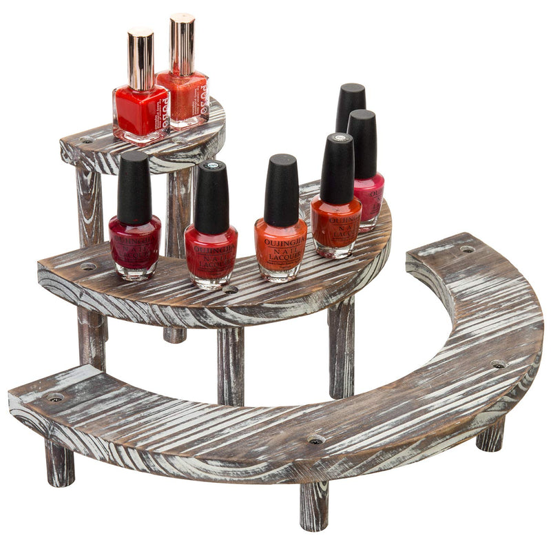 [Australia - AusPower] - MyGift 3 Tier Rustic Torched Wood Semicircle Cupcake Stand Display Risers 