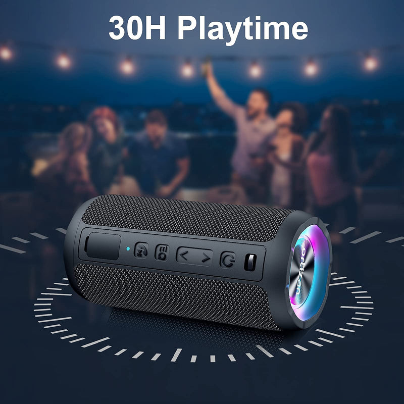 [Australia - AusPower] - Ortizan Bluetooth Speaker, Upgraded Portable Wireless Speaker with 24W Loud Stereo Sound and LED Light, IPX7 Waterproof Speakers, 30H Playtime, Extra Bass Speaker Bluetooth for Home, Travel, Outdoor 