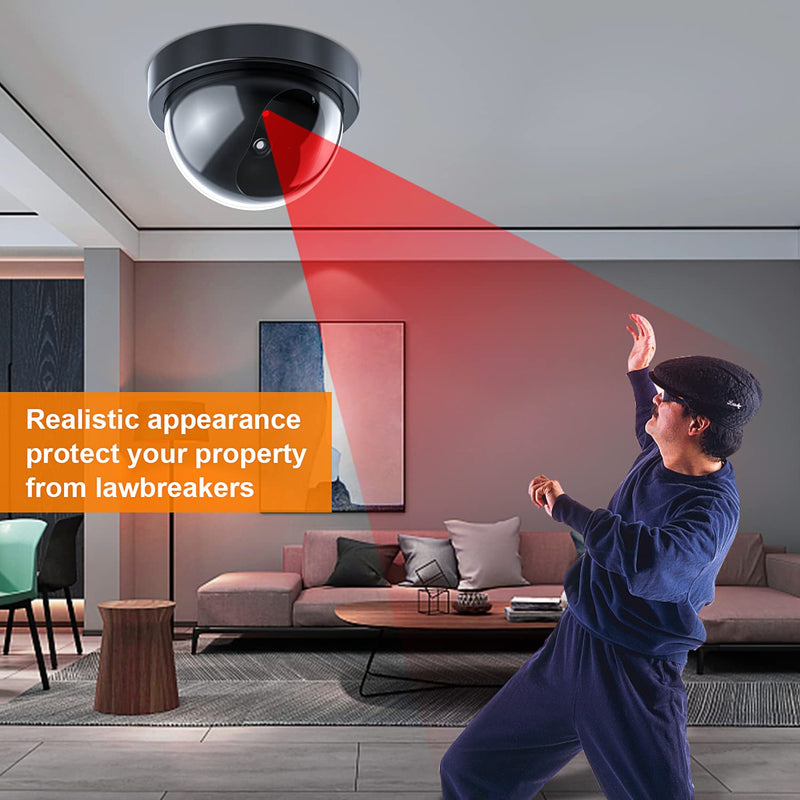 [Australia - AusPower] - BNT Dummy Security Camera, Fake Security Camera with One Red LED Light, Built-in a Light Sensor, for Home and Businesses Indoor Outdoor (Black, 2 Pack) 2pack 