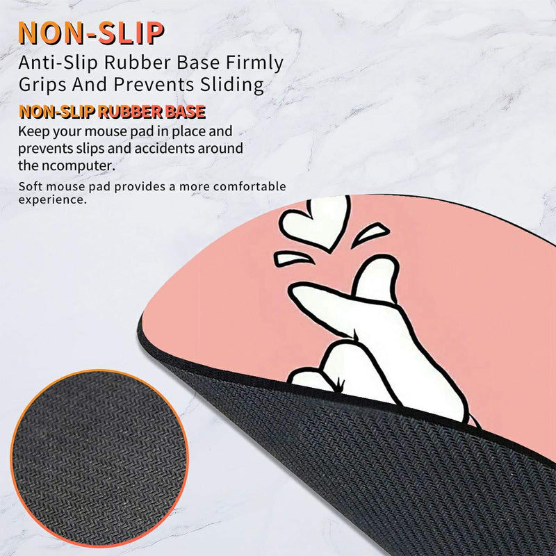 [Australia - AusPower] - Mouse Pad,Non-Slip Rubber Base Round Mousepad,Gaming Mouse Pads,Cute Desk Accessories Office Decor Size 7.9×7.9×0.07 inches - Finger Heart Pink 