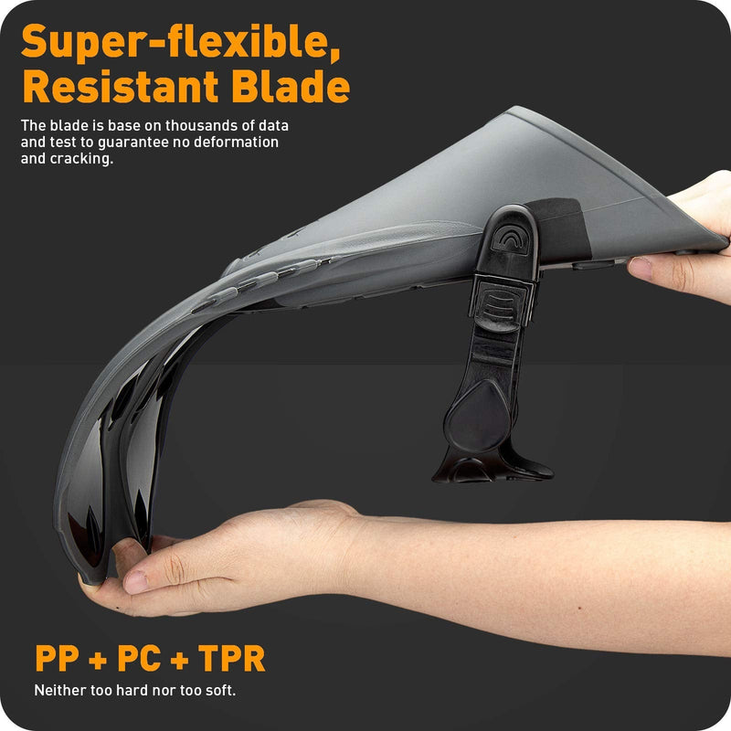 [Australia - AusPower] - CAPAS Swim Fins, Snorkel Fins with Travel Size Short Fins for Snorkeling Diving Adjustable Open Heel Flippers for Men Women Youth Black Kids JR 9-13 S/MD 