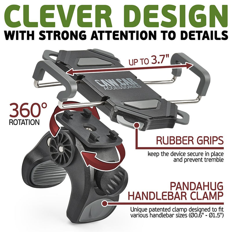 [Australia - AusPower] - Bike & Motorcycle Phone Mount - for iPhone 12 (11, Xr, SE, Plus/Max), Samsung Galaxy S21 or Any Cell Phone - Universal Handlebar Holder for ATV, Bicycle or Motorbike. +100 to Safeness & Comfort 