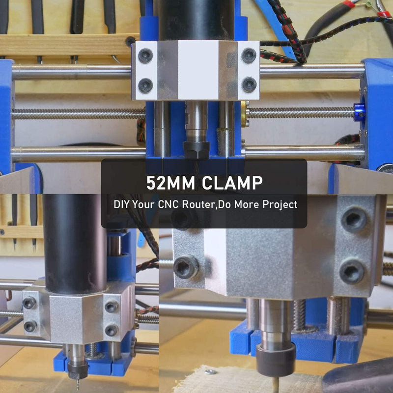 [Australia - AusPower] - Aluminum CNC Spindle Motor Mount Bracket Clamp with Screws 52mm Diameter, Silver Spindle Mount Bracket 
