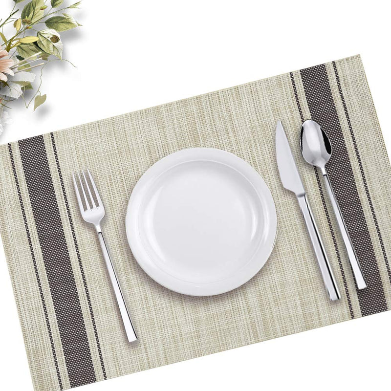[Australia - AusPower] - YOSICHY Table Mats Set of 6 Crossweave Woven Vinyl Placemats Heat Resistant Non-Slip Kitchen Placemats for Dining Table Washable Easy to Clean(Grey) Gray 
