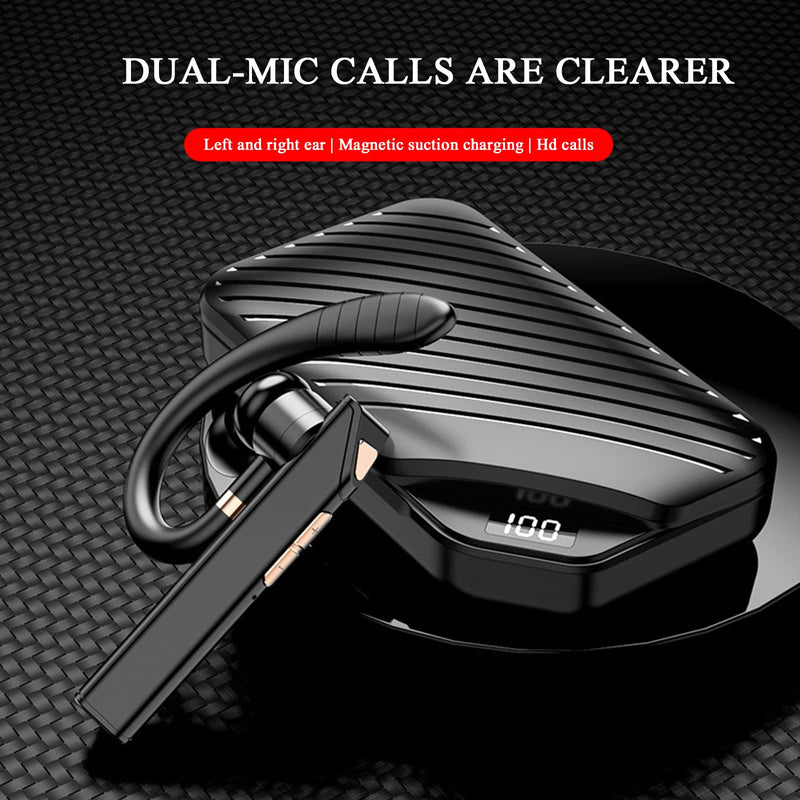 [Australia - AusPower] - K3 Bluetooth Headset V5.1, [Upgraded] Single-Ear Bluetooth Earpiece 108 Hrs Playtime with Charging Case, Ear Earphones with Noise Canceling Dual-Mic, for Business,Office and Driving, 