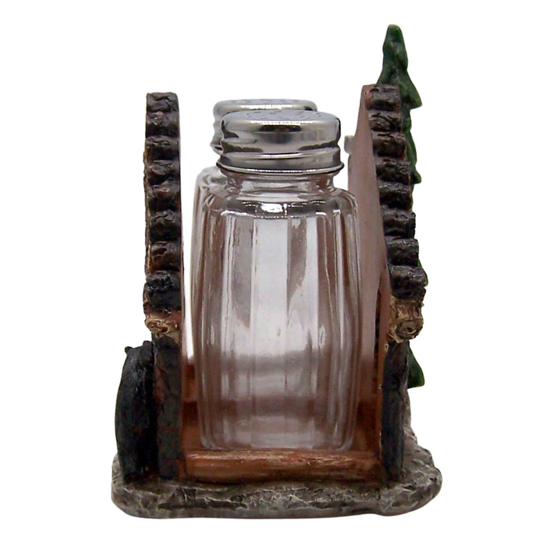 [Australia - AusPower] - Bear Outside Log Cabin Salt and Pepper Shaker Set, Shakers Included, 4 Inches 