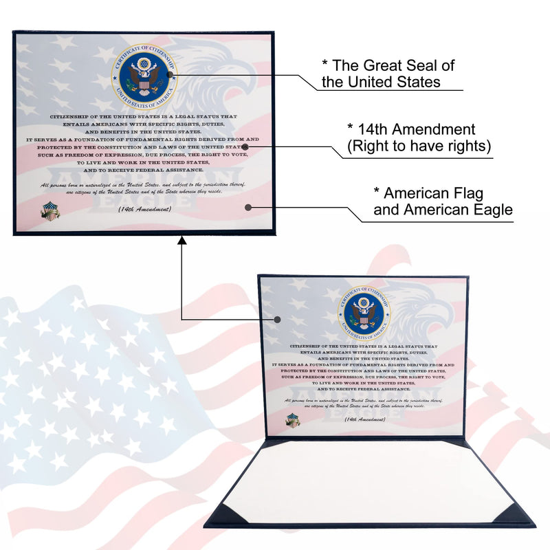 [Australia - AusPower] - GraduatePro US Citizenship Certificate Holder Naturalization Padded Leatherette Cover with Golden Great Seal of The United States for American Gifts 