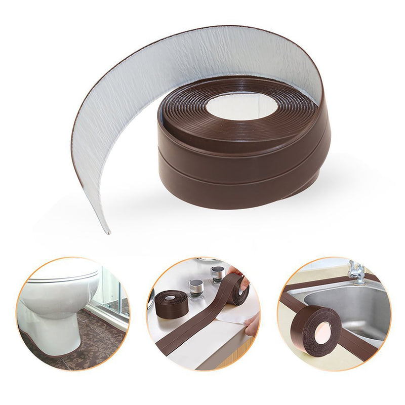 [Australia - AusPower] - HOWDIA Caulk Strip PE Self Adhesive Tape 2 Pack for Bathtub Bathroom Shower Toilet Kitchen and Wall Sealing 1-1/2" x 11'- Brown 