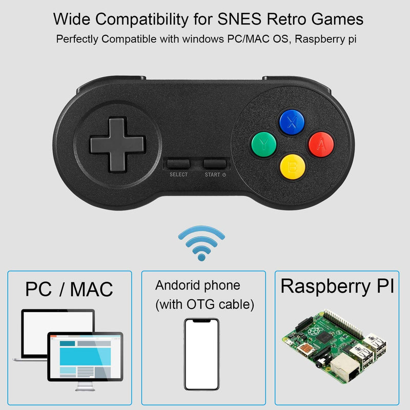 [Australia - AusPower] - 2 Pack Wireless USB SNES Controller for Retro Games, kiwitatá 2.4ghz Remote Wireless Game Pad SNES Emulator Controller for Windows PC MAC Retropie 