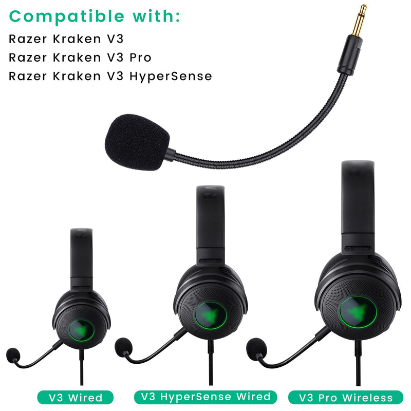 [Australia - AusPower] - Kraken V3 Pro Mic Replacement for Razer Kraken V3 Pro HyperSense Wireless Gaming Headset, Detachable 3.5mm Noise Cancelling Microphone for Xbox One, PS4, PS5, PC 