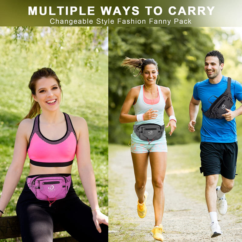 [Australia - AusPower] - WATERFLY Fanny Pack Waist Bag: Woman Man Runner Bumbag Hip Pouch Bum Bag Running Belt Purse Fannie Pack Beltbag Waistpack Phanny Pack Fannypack for Walking Jogging Black 