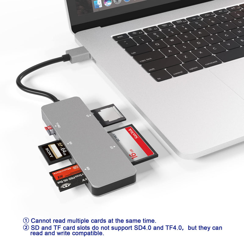 [Australia - AusPower] - USB3.0 XD Card Reader, USB 3.0 (5Gps) High Speed TF/SD/MS/M2/XD/CF Memory Card Solt Combo Adapter, 6 in 1 Aluminum Card Reader,Compatible with Windows XP/Vista / 7/8 / 8.1/10, Mac OS, Linux 