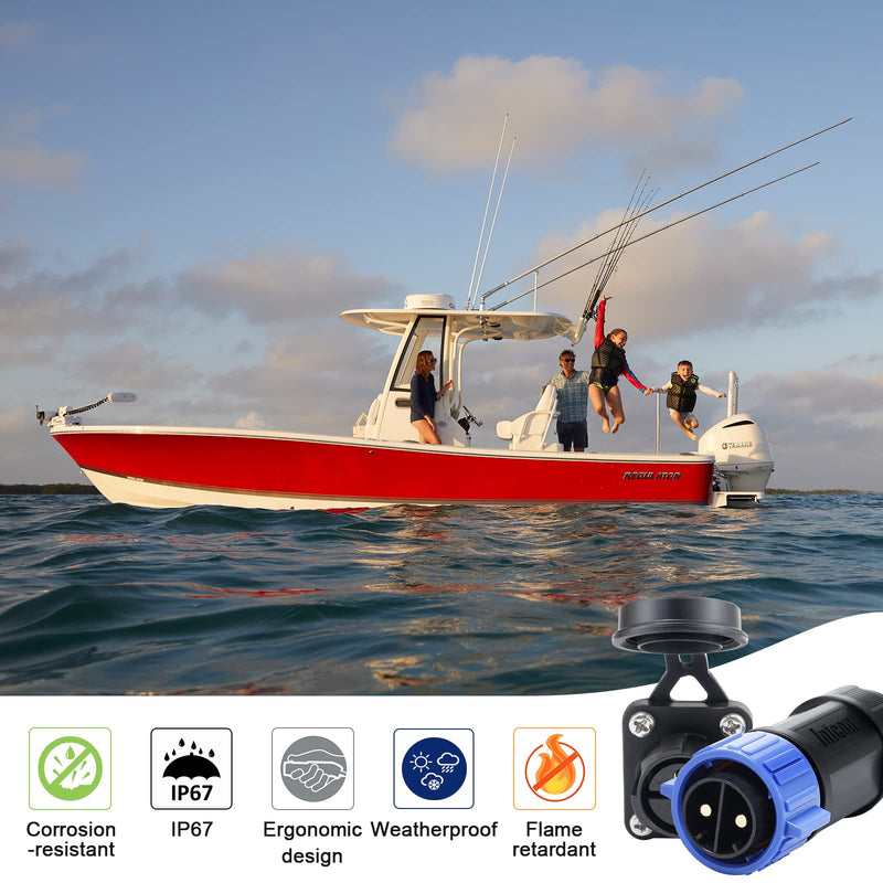 [Australia - AusPower] - Trolling Motor Plug Receptacle Set, Briidea Marine Boat DC Power Connector Waterproof for Freshwater and Saltwater 12,24,36,48V 