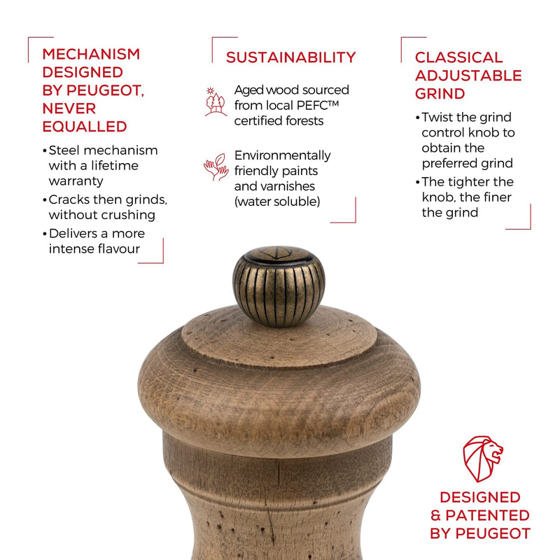 [Australia - AusPower] - Peugeot Bistro Antique gift box, Distressed Beechwood 4 inch Salt Mill 