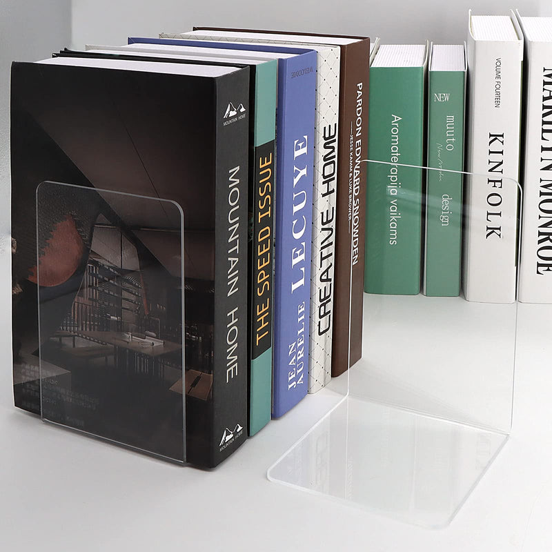 [Australia - AusPower] - Bookend, DRLIFE Clear Acrylic Bookends for Shelves, Book End, Book Stopper for Heavy Duty Books, CDs, Video Games (1 Pair/2 Pieces) 