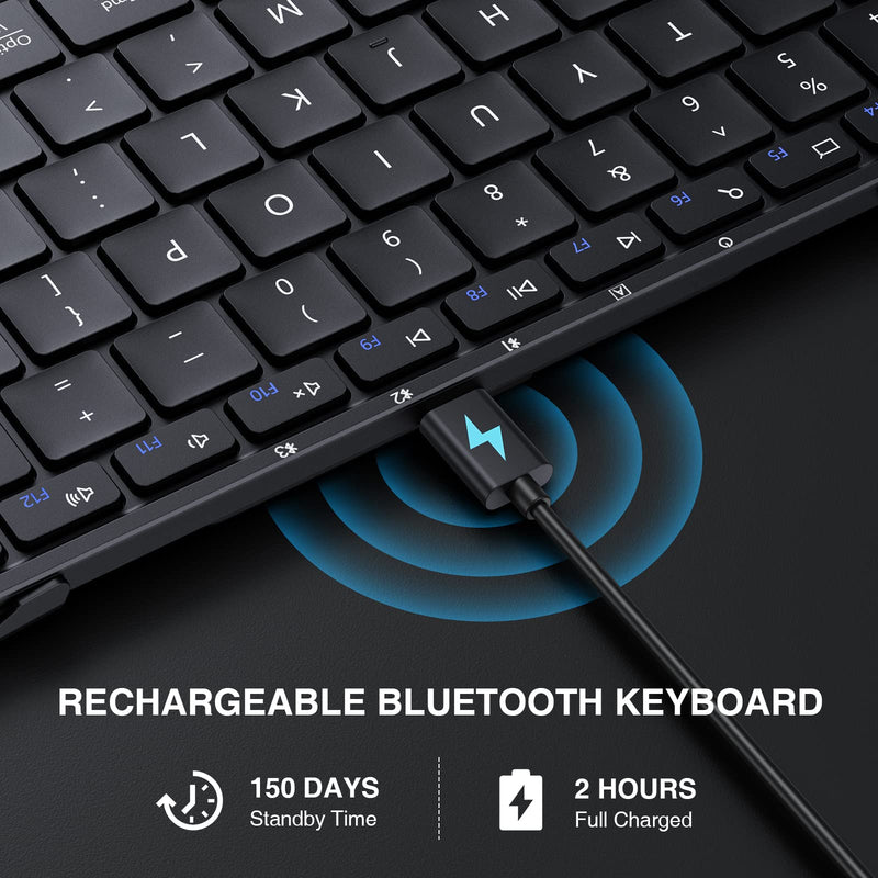 [Australia - AusPower] - Foldable Bluetooth Keyboard, ProtoArc XK01 Folding Wireless Portable Keyboard with Numeric Keypad, Full-Size Travel Keyboard for Windows iOS Android Tablet PC Smartphone, Sync Up to 3 Devices, Black 
