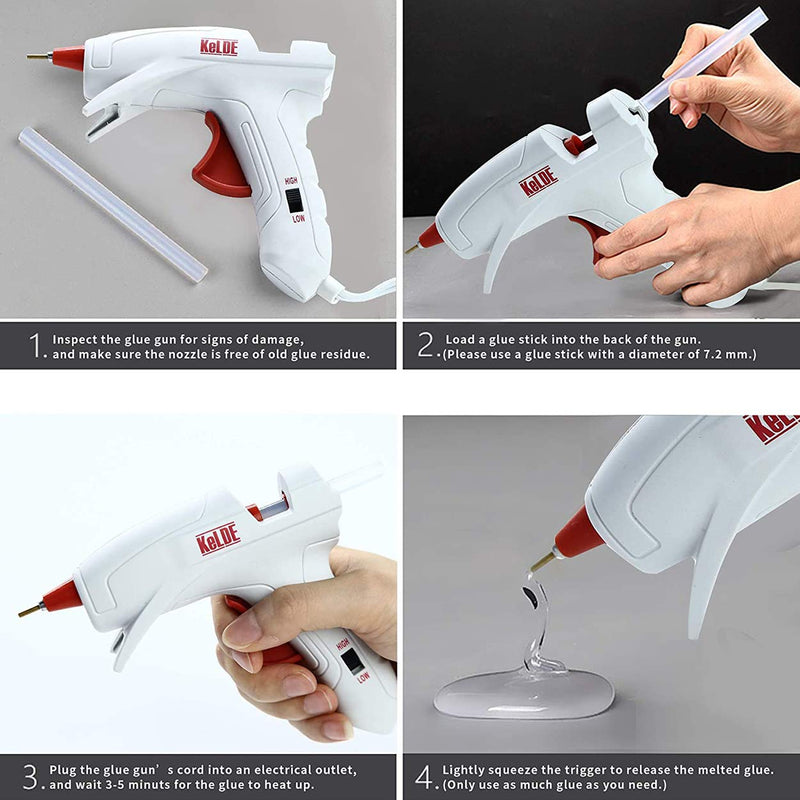 [Australia - AusPower] - Dual Temp Hot Glue Gun with 25pcs Glue Sticks, KeLDE Long Fine Tip Mini Adjustable Melting Glue Gun Kit for DIY Precision Projects, 20 Watts 