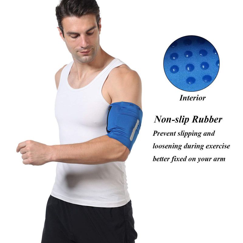 [Australia - AusPower] - Ailzos Cell Phone Armband Exercise Arm Holder for iPhone 11 Pro/XR/XS/X/8/7/6 Plus iPod Android Galaxy S8 S9 S10 S20 Note 10/9/8, Pixel 2/3XL, Workout Phone Holder for Running, Jogging, Hiking, Blue L Large 