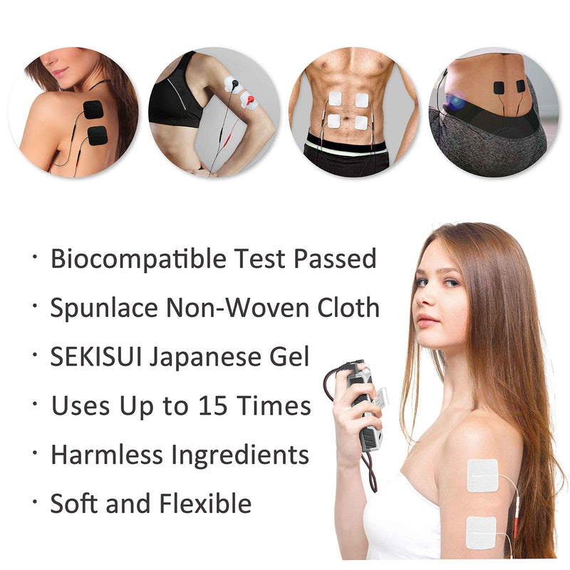 [Australia - AusPower] - iStim Super Soft 2"x2" TENS Unit Electrodes for TENS Massage EMS unit/muscle stimulator - 100% JAPANESE GEL - 16 pieces reusable Electrode Pads (2"x2"- 16 pieces - BLACK) 