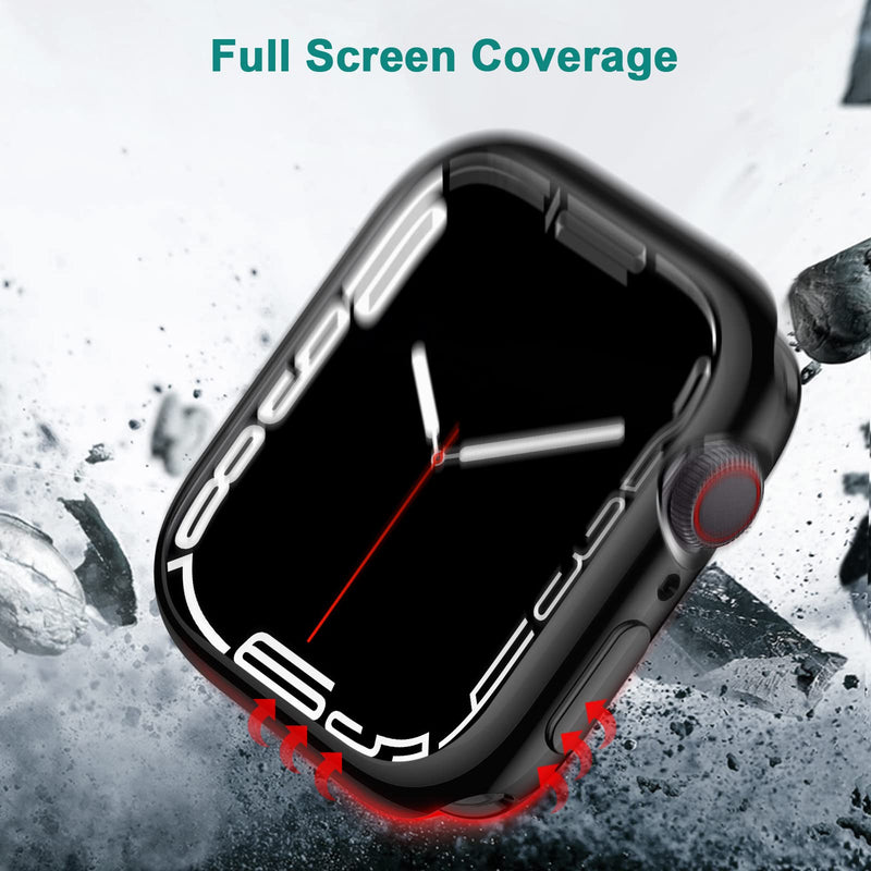 [Australia - AusPower] - EZCO 2-Pack Screen Protector Case Compatible with Apple Watch Series 7 41mm / 45mm, Soft TPU Full Coverage Protective Cover Bumper Compatible with iwatch 7 Smart Watch for Women Man Clear/Black 