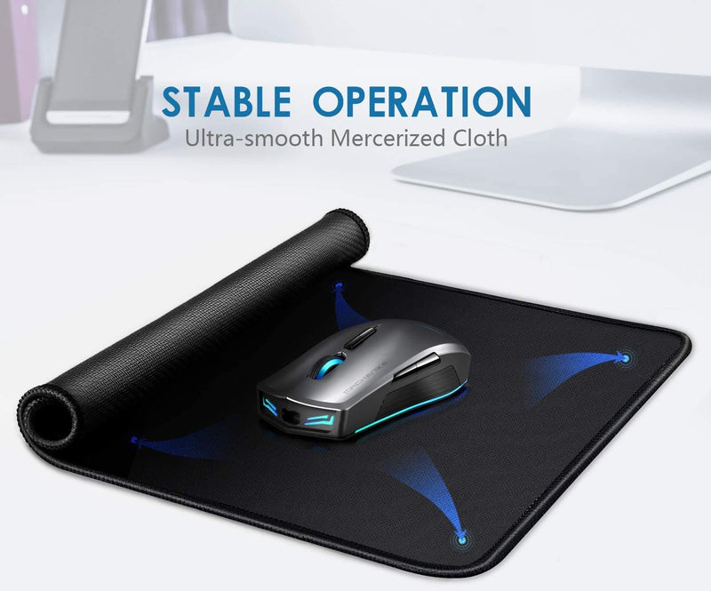 [Australia - AusPower] - 3 Mouse Pad Stitched Edges Premium-Textured Large Mouse Pads Mat Natural Non-Slip Rubber Base Mousepad for Laptop, Computer & PC, 11 x 8.7 inches, Black 3 pcs 