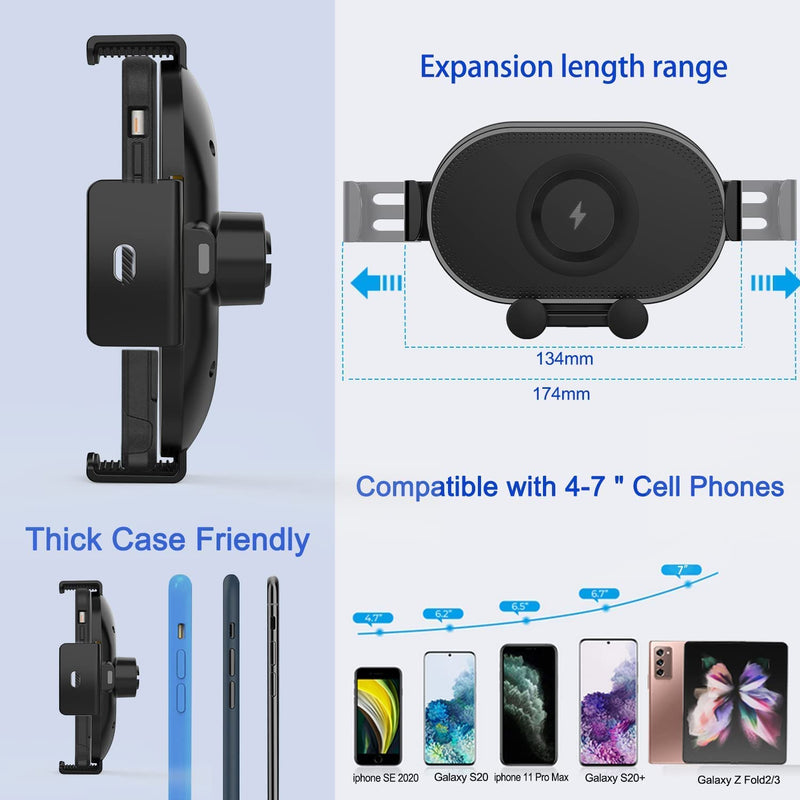 [Australia - AusPower] - [Upgraded-3nd Generation] X3 Car Phone Holder Mount Wireless, with Suction Cup/Air Vent Clip Phone Holder for Car, Compatible with Galaxy Z Fold 3/2/1/iPhone 13/13 pro/11/12/12max Series 