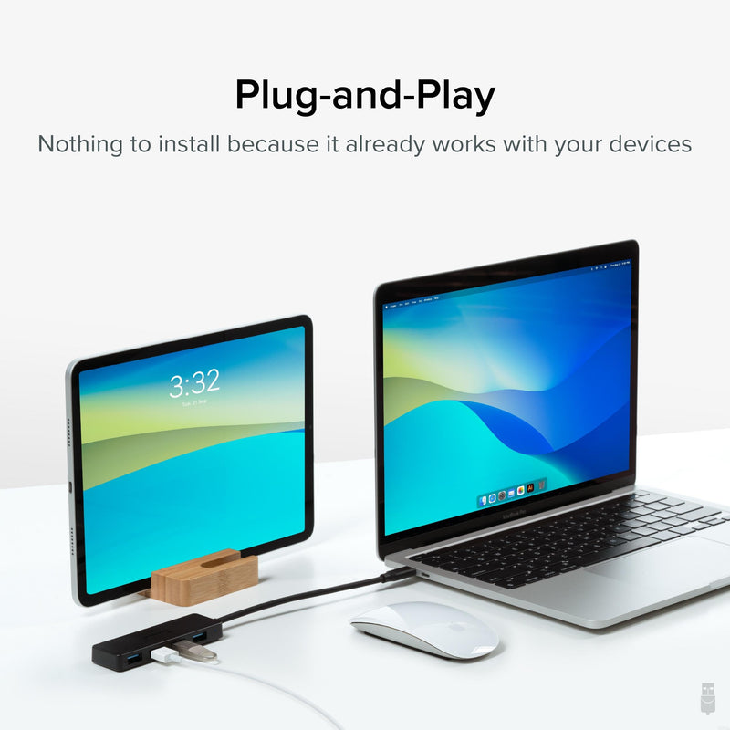 [Australia - AusPower] - Plugable USB C to USB Adapter Hub, 4 Port USB 3.0 Hub, USB Splitter for Laptop, Compatible with Windows, MacBook Pro/Air, iPad Pro, Surface Pro, Chromebook, Linux, Android, Charging Not Supported USB-C 