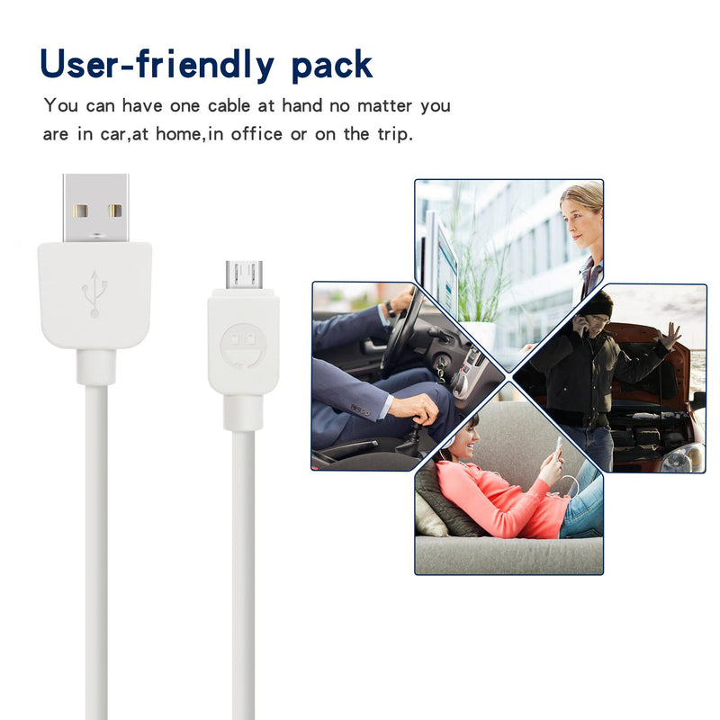 [Australia - AusPower] - Micro USB Cable (5-Pack, 6FT) Android Charger, SMALLElectric Micro USB Charger Cable Long Android Phone Charger Cord for Samsung Galaxy S7 S6 Edge J7 S5,Note 5 4,LG 4 K40 K20,MP3,Kindle,Tablet,White 5PACK 6FT 